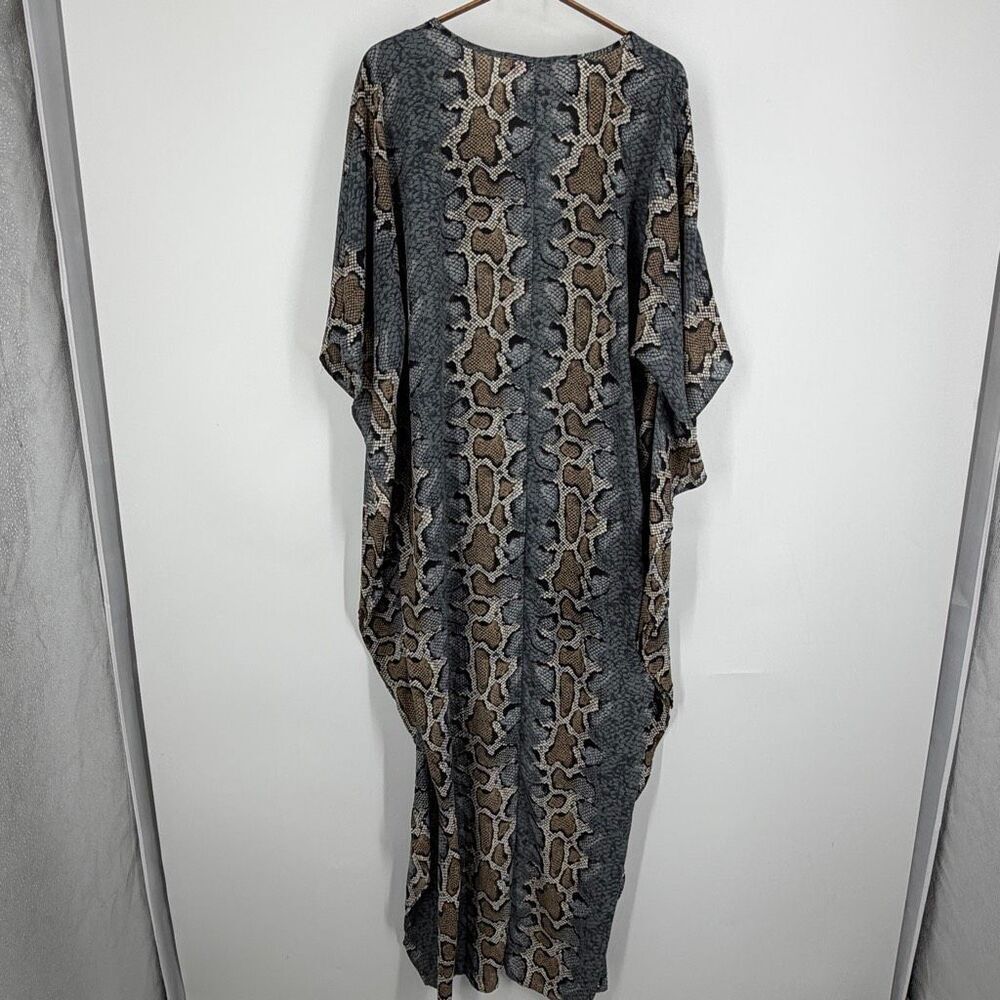Buddy Love Gray Tan Snakeskin Print Tassel Derby Hi-low Maxi Dress Medium/Large - Picture 6 of 7